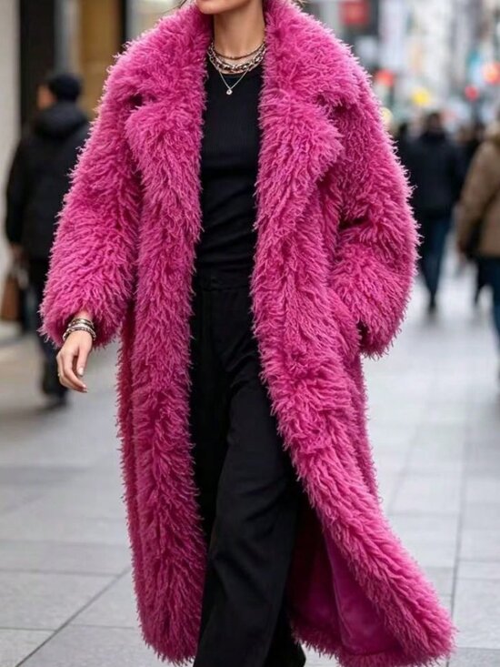 Nike Jackets & Blazers - Hot Pink Casual Women's Faux Fur Coat
